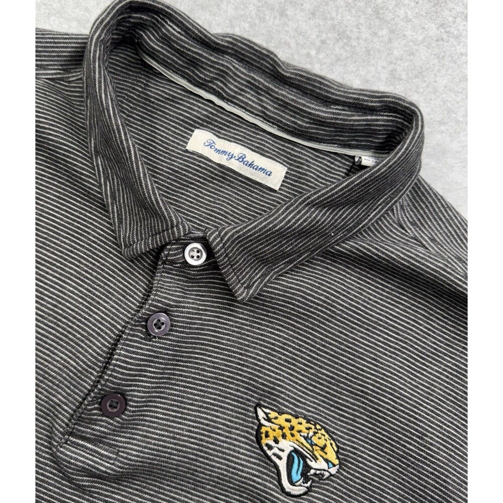 Tommy Bahama Jacksonville Jaguars NFL Black Striped Polo Shirt XL